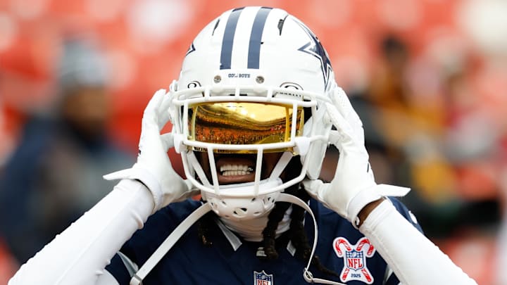 Dallas Cowboys cornerback Trevon Diggs looks on during warmups before the game against the Washington Commanders Dallas Cowboys cornerback Trevon Diggs looks on during warmups before the game against the Washington Commanders
