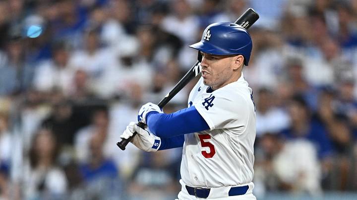 Jul 28, 2026; Los Angeles, California, USA; Los Angeles Dodgers first baseman Freddie Freeman (5) hits a RBI double play during the third inning against the Seattle Mariners at Dodger Stadium. Mandatory Credit: William Liang-Imagn Images Jul 28, 2026; Los Angeles, California, USA; Los Angeles Dodgers first baseman Freddie Freeman (5) hits a RBI double play during the third inning against the Seattle Mariners at Dodger Stadium. Mandatory Credit: William Liang-Imagn Images