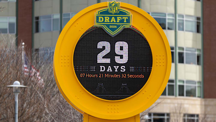 The 2026 NFL Draft Clock is shown Wednesday, March 25, 2026. The 2026 NFL Draft Clock is shown Wednesday, March 25, 2026.