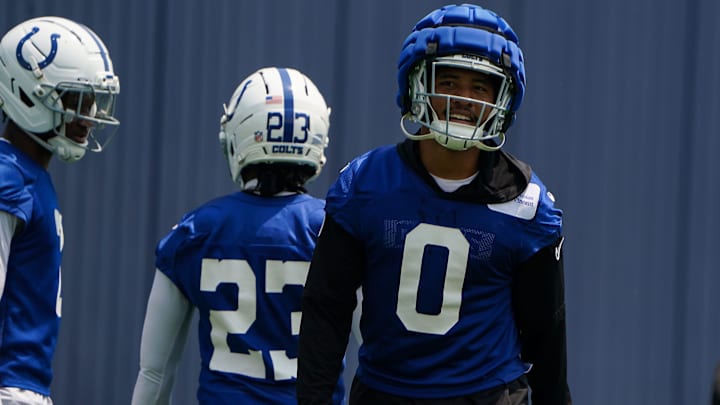 Indianapolis Colts safety Camryn Bynum (0) walks up the field Tuesday, June 10, 2025, during NFL Colts mandatory mini camp at the Indiana Farm Bureau Football Center in Indianapolis. Indianapolis Colts safety Camryn Bynum (0) walks up the field Tuesday, June 10, 2025, during NFL Colts mandatory mini camp at the Indiana Farm Bureau Football Center in Indianapolis.