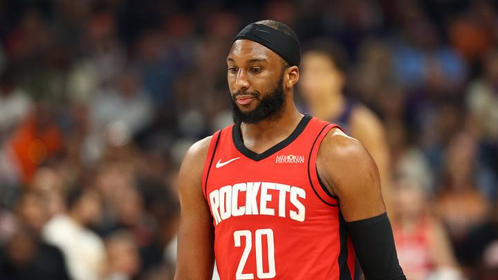 Apr 7, 2026; Phoenix, Arizona, USA; Houston Rockets guard Josh Okogie (20) against the Phoenix Suns at Mortgage Matchup Center. Mandatory Credit: Mark J. Rebilas-Imagn Images Apr 7, 2026; Phoenix, Arizona, USA; Houston Rockets guard Josh Okogie (20) against the Phoenix Suns at Mortgage Matchup Center. Mandatory Credit: Mark J. Rebilas-Imagn Images