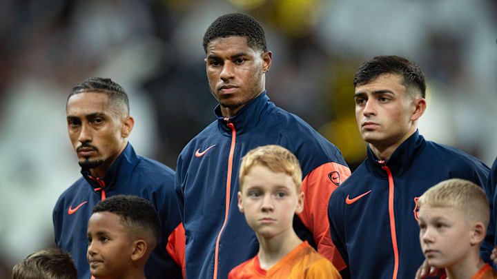 Marcus Rashford (mi.) ist noch bis zum Sommer von Manchester United ausgeliehen