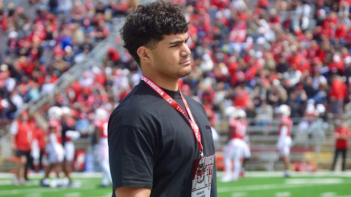 2026 recruit Prince Williams attended Wisconsin football's spring showcase scrimmage April 19.