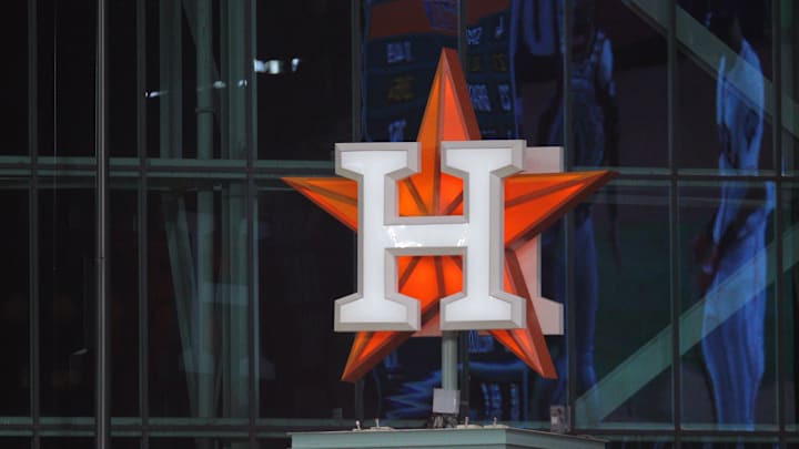 Oct 22, 2019; Houston, TX, USA; The Houston Astros logo is seen during the third inning of game one of the 2019 World Series against the Washington Nationals at Minute Maid Park. Mandatory Credit: Erik Williams-Imagn Images Oct 22, 2019; Houston, TX, USA; The Houston Astros logo is seen during the third inning of game one of the 2019 World Series against the Washington Nationals at Minute Maid Park. Mandatory Credit: Erik Williams-Imagn Images