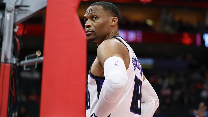 Feb 25, 2026; Houston, Texas, USA; Sacramento Kings guard Russell Westbrook (18) looks towards the crowd before the start of the game against the Houston Rockets at Toyota Center. Mandatory Credit: Troy Taormina-Imagn Images Feb 25, 2026; Houston, Texas, USA; Sacramento Kings guard Russell Westbrook (18) looks towards the crowd before the start of the game against the Houston Rockets at Toyota Center. Mandatory Credit: Troy Taormina-Imagn Images