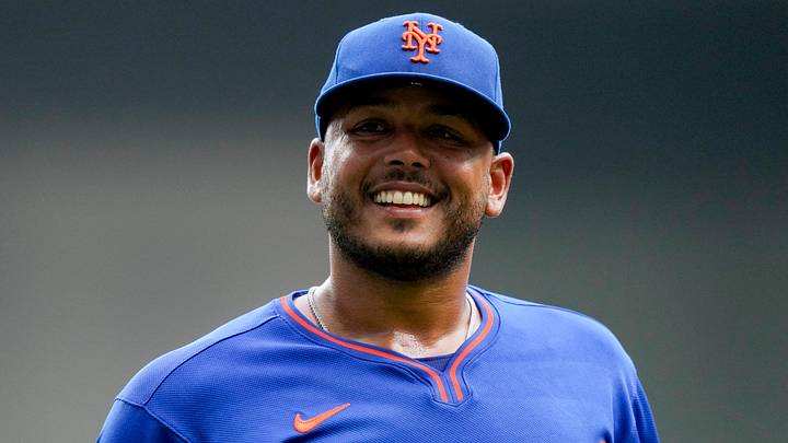 Jul 20, 2026; Milwaukee, Wisconsin, USA;  New York Mets pitcher Freddy Peralta (51) prior to the game against the Milwaukee Brewers at American Family Field. Mandatory Credit: Jeff Hanisch-Imagn Images