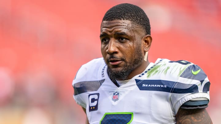 September 18, 2022; Santa Clara, California, USA; Seattle Seahawks safety Quandre Diggs (6) after the game against the San Francisco 49ers at Levi's Stadium. Mandatory Credit: Kyle Terada-Imagn Images