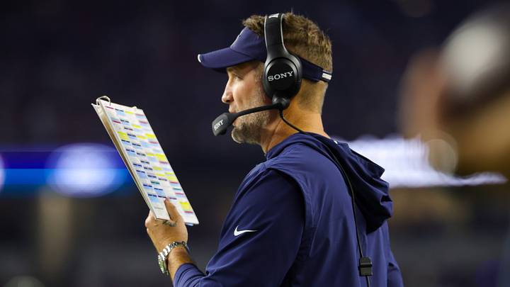 Dallas Cowboys head coach Brian Schottenheimer during the game against the Tampa Bay Buccaneers at AT&T Stadium. Dallas Cowboys head coach Brian Schottenheimer during the game against the Tampa Bay Buccaneers at AT&T Stadium.