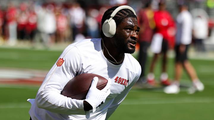 Sep 29, 2024; Santa Clara, California, USA; San Francisco 49ers wide receiver Brandon Aiyuk (11) warms up before the game against the New England Patriots at Levi's Stadium. Mandatory Credit: Sergio Estrada-Imagn Images Sep 29, 2024; Santa Clara, California, USA; San Francisco 49ers wide receiver Brandon Aiyuk (11) warms up before the game against the New England Patriots at Levi's Stadium. Mandatory Credit: Sergio Estrada-Imagn Images