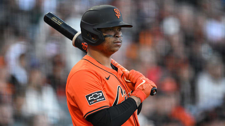 Jun 20, 2025; San Francisco, California, USA; San Francisco Giants designated hitter Rafael Devers (16) prepares to bat against the Boston Red Sox in the second inning at Oracle Park. Mandatory Credit: Eakin Howard-Imagn Images Jun 20, 2025; San Francisco, California, USA; San Francisco Giants designated hitter Rafael Devers (16) prepares to bat against the Boston Red Sox in the second inning at Oracle Park. Mandatory Credit: Eakin Howard-Imagn Images