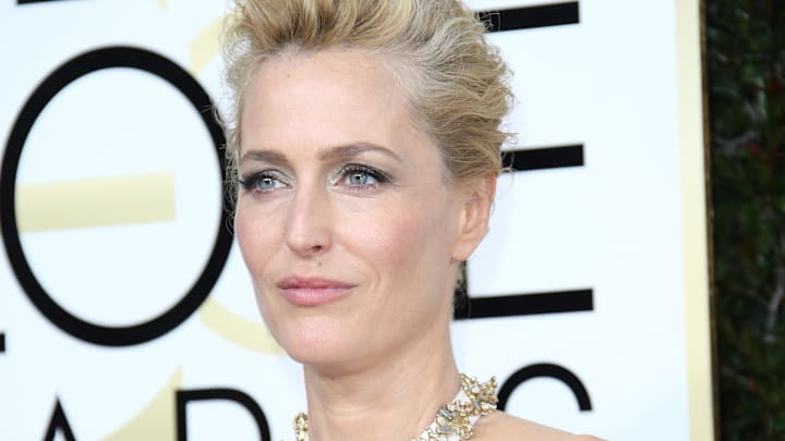Jan 8, 2017; Beverly Hills, CA, USA; Gillian Anderson arrives for the 74th Golden Globe Awards at Beverly Hilton. Mandatory Credit: Dan MacMedan-USA TODAY NETWORK