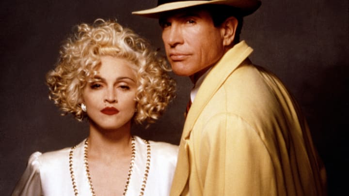 Madonna and Warren Beatty on the set of ‘Dick Tracy.’