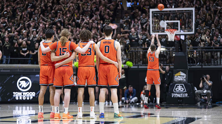 Jan 24, 2026; West Lafayette, Indiana, USA; Illinois Fighting Illini center Tomislav Ivisic (13) shoots a free throw during the second half against the Purdue Boilermakers at Mackey Arena. Mandatory Credit: Jacob Musselman-Imagn Images Jan 24, 2026; West Lafayette, Indiana, USA; Illinois Fighting Illini center Tomislav Ivisic (13) shoots a free throw during the second half against the Purdue Boilermakers at Mackey Arena. Mandatory Credit: Jacob Musselman-Imagn Images