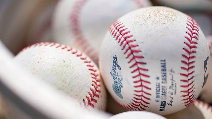 Practice baseballs are stored in buckets at the Cincinnati Reds Player Development Complex in Goodyear, Ariz., on Friday, Feb. 14, 2025.