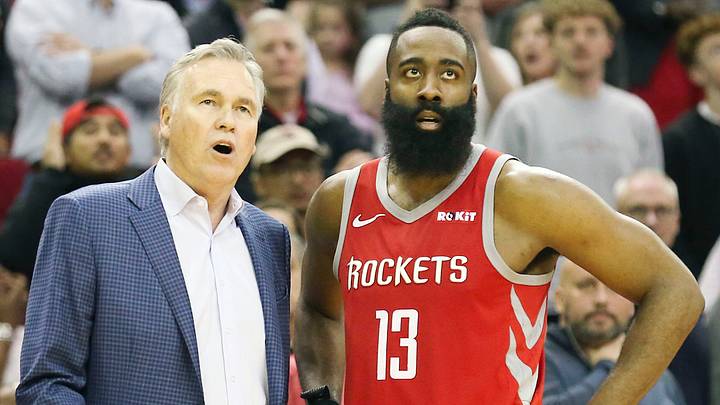 Mar 15, 2019; Houston, TX, USA; Houston Rockets head coach Mike D'Antoni talks with Houston Rockets guard James Harden (13) while playing against the Phoenix Suns in the second half at Toyota Center. Mandatory Credit: Thomas B. Shea-USA TODAY Sports Mar 15, 2019; Houston, TX, USA; Houston Rockets head coach Mike D'Antoni talks with Houston Rockets guard James Harden (13) while playing against the Phoenix Suns in the second half at Toyota Center. Mandatory Credit: Thomas B. Shea-USA TODAY Sports