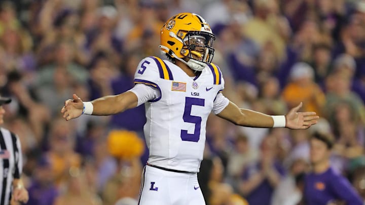 LSU quarterback Jayden Daniels. LSU quarterback Jayden Daniels.