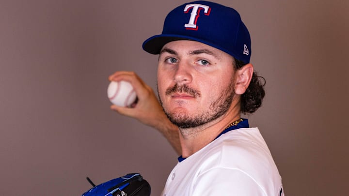 Texas Rangers pitcher Gavin Collyer poses for a photo.