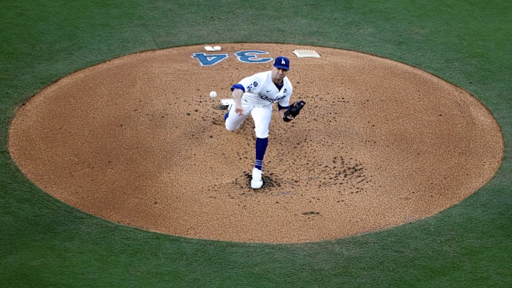 Oct 25, 2024; Los Angeles, California, USA; Los Angeles Dodgers pitcher Jack Flaherty (0) pitches in the first inning against the New York Yankees during game one of the 2024 MLB World Series at Dodger Stadium. Mandatory Credit: Kiyoshi Mio-Imagn Images Oct 25, 2024; Los Angeles, California, USA; Los Angeles Dodgers pitcher Jack Flaherty (0) pitches in the first inning against the New York Yankees during game one of the 2024 MLB World Series at Dodger Stadium. Mandatory Credit: Kiyoshi Mio-Imagn Images