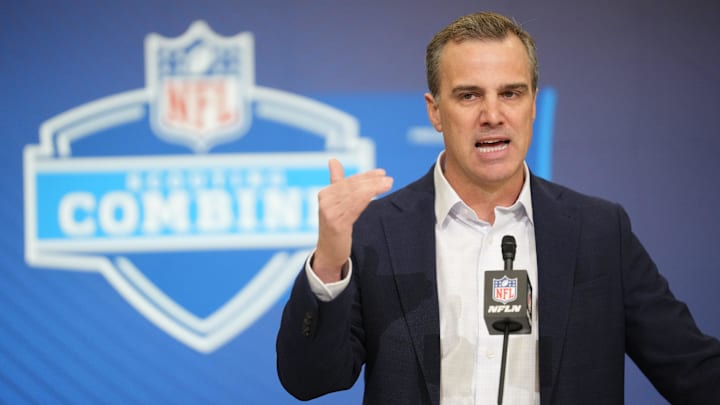 Feb 25, 2026; Indianapolis, IN, USA; NFL Network analyst Daniel Jeremiah speaks during the NFL Scouting Combine at the Indiana Convention Center. Mandatory Credit: Kirby Lee-Imagn Images