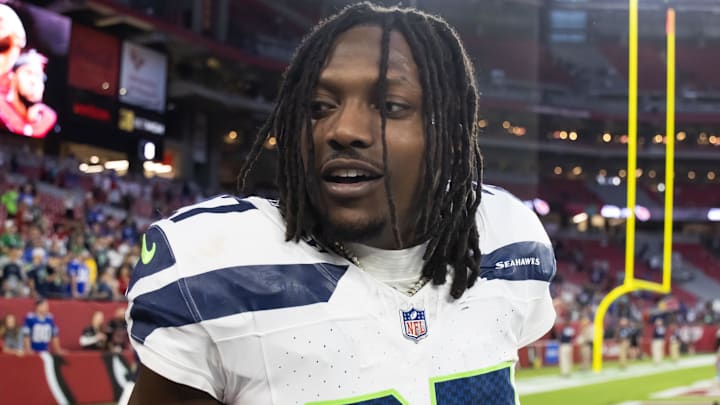Seattle Seahawks cornerback Riq Woolen against the Arizona Cardinals at State Farm Stadium.