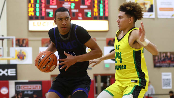 Dec 10, 2022; Scottsdale, AZ, USA; IMG Academy forward Bryson Tucker (3) against Arizona Compass