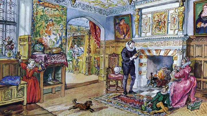 A Tudor period interior of a wealthy family home