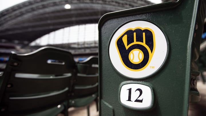 Jun 15, 2025; Milwaukee, Wisconsin, USA;  General view of the Milwaukee Brewers logo on seating within American Family Field prior to the game against the St. Louis Cardinals. Mandatory Credit: Jeff Hanisch-Imagn Images