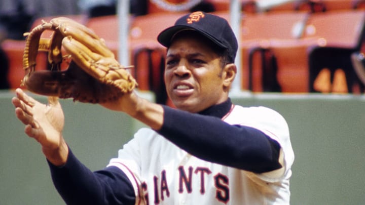 1970; San Francisco, CA, USA; FILE PHOTO; San Francisco Giants outfielder Willie Mays on the field at Candlestick Park during the 1970 season. 