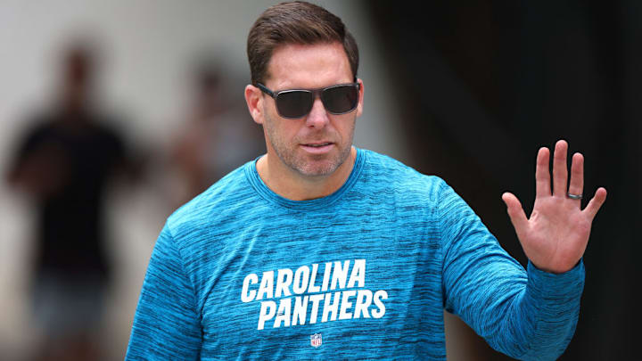 CHARLOTTE, NORTH CAROLINA - JUNE 04: Dan Morgan, President of Football Operations and General Manager of the Carolina Panthers, attends Carolina Panthers OTA Offseason Workout on June 04, 2024 in Charlotte, North Carolina. 