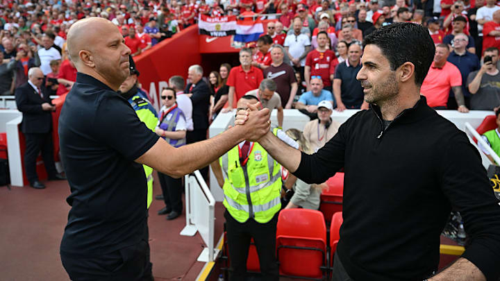 Arne Slot (left) and Mikel Arteta (right) do battle again. Arne Slot (left) and Mikel Arteta (right) do battle again.