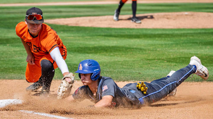 Orange Lutheran vs. Los Alamitos in California high school baseball showdown.