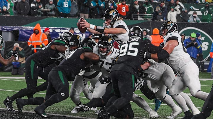 Dec 22, 2022; East Rutherford, New Jersey, USA; Jacksonville Jaguars quarterback Trevor Lawrence