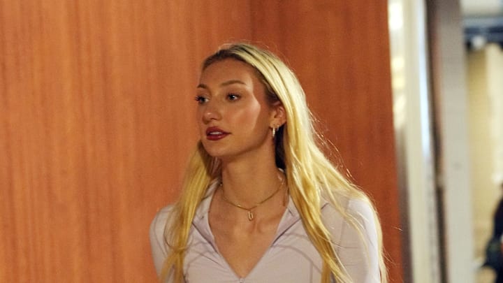 LA Sparks forward Cameron Brink arrives before the game against the Seattle Storm at Crypto.com Arena. LA Sparks forward Cameron Brink arrives before the game against the Seattle Storm at Crypto.com Arena.