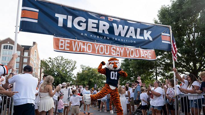 Aubie greets fans during Tiger Walk before Auburn Tigers take on Southern Miss Golden Eagles at Jordan-Hare Stadium in Auburn, Ala. on Saturday, Sept. 12, 2026. Aubie greets fans during Tiger Walk before Auburn Tigers take on Southern Miss Golden Eagles at Jordan-Hare Stadium in Auburn, Ala. on Saturday, Sept. 12, 2026.