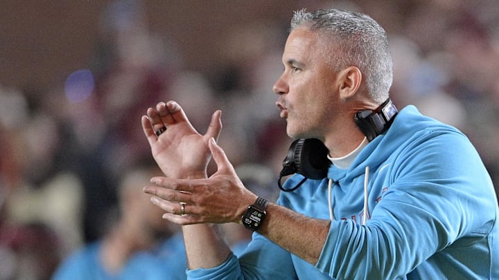 Nov 1, 2025; Tallahassee, Florida, USA; Florida State Seminoles head coach Mike Norvell during the fourth quarter against the Wake Forest Demon Deacons at Doak S. Campbell Stadium. Mandatory Credit: Melina Myers-Imagn Images