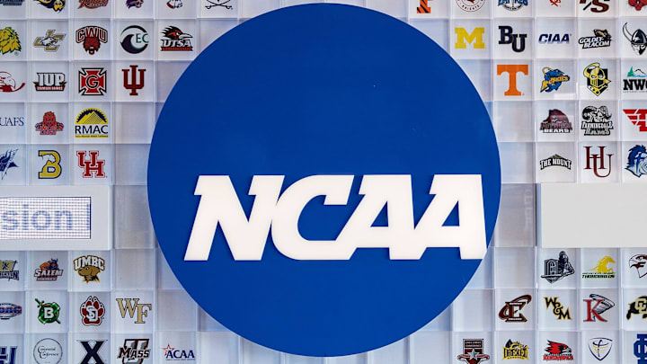 University logos cover a wall in the lobby of NCAA headquarters Thursday, Feb. 25, 2021, in Indianapolis.

Ncaa National Collegiate Athletics Association Office Headquarters In Indianapolis Feb 25 2021