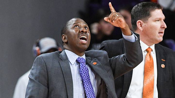 Steve Smith, left, an assistant for Clemson men's basketball team near head coach Brad Brownell, right, during the game in February 2019.

Steve Smith An Assistant For Clemson Mens Basketball