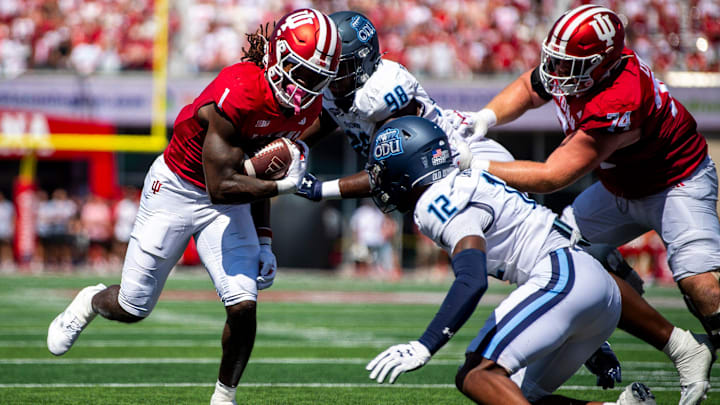 Indiana's Roman Hemby (1) during the Indiana versus Old Dominion football game Saturday, Aug. 30, 2025, at Memorial Stadium.