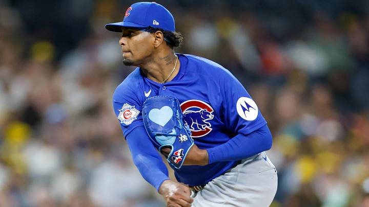 Apr 28, 2026; San Diego, California, USA; Chicago Cubs starting pitcher Edward Cabrera (30) throws a pitch during the fifth inning against the San Diego Padres at Petco Park. Mandatory Credit: David Frerker-Imagn Images
