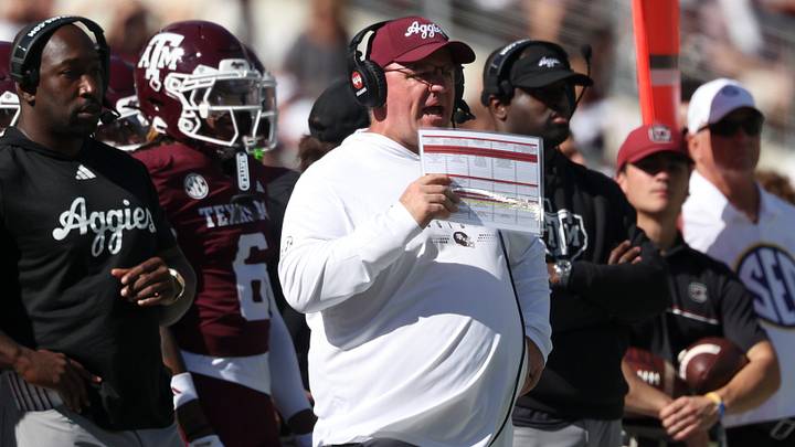 Nov 15, 2025; College Station, Texas, USA; Texas A&M Aggies head coach Mike Elko reacts on the sideline during the second quarter against the South Carolina Gamecocks at Kyle Field. Mandatory Credit: Troy Taormina-Imagn Images Nov 15, 2025; College Station, Texas, USA; Texas A&M Aggies head coach Mike Elko reacts on the sideline during the second quarter against the South Carolina Gamecocks at Kyle Field. Mandatory Credit: Troy Taormina-Imagn Images