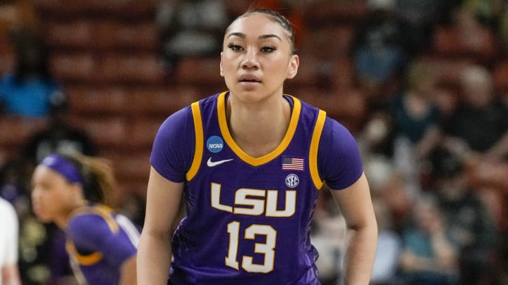 Mar 24, 2023; Greenville, SC, USA; LSU Lady Tigers guard Last-Tear Poa (13) during the first half against the Utah Utes at the NCAA Women s Tourney at Bon Secours Wellness Arena. Mar 24, 2023; Greenville, SC, USA; LSU Lady Tigers guard Last-Tear Poa (13) during the first half against the Utah Utes at the NCAA Women s Tourney at Bon Secours Wellness Arena.