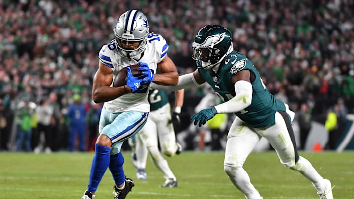Nov 5, 2023; Philadelphia, Pennsylvania, USA; Dallas Cowboys wide receiver Jalen Tolbert (18) is
