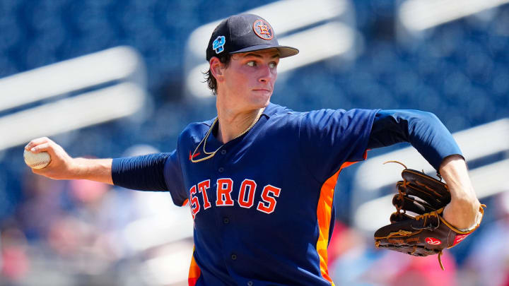 Mar 11, 2023; West Palm Beach, Florida, USA; Houston Astros starting pitcher Forrest Whitley (60)