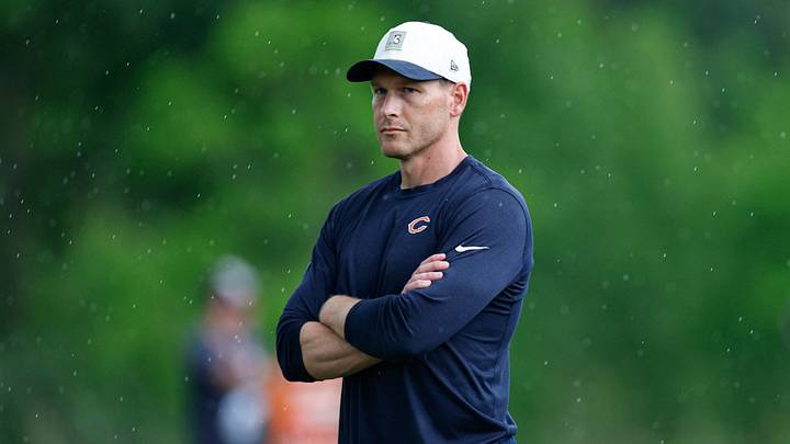 Chicago Bears head coach Ben Johnson looks on during Minicamp at Halas Hall. Mandatory Credit: Kamil Krzaczynski-Imagn Images