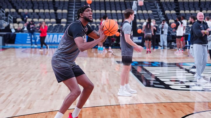 Mar 20, 2024; Pittsburgh, PA, USA; Texas Tech Red Raiders forward Warren Washington (22) shoots the