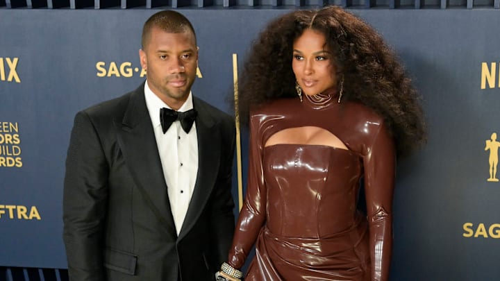 Steelers quarterback Russell Wilson with his wife, Ciara, at the SAG Awards on February24, 2024.