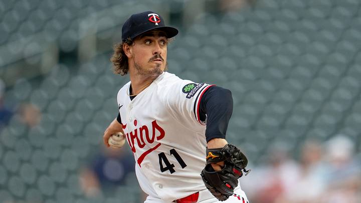 Jul 29, 2026; Minneapolis, Minnesota, USA; Minnesota Twins starting pitcher Joe Ryan (41) delivers a pitch against the Kansas City Royals in the first inning at Target Field. Mandatory Credit: Jesse Johnson-Imagn Images