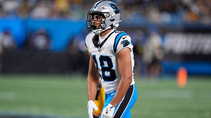Carolina Panthers wide receiver Jalen Coker (18) during the second half against the Pittsburgh Steelers at Bank of America Stadium. Mandatory Credit: Jim Dedmon-Imagn Images