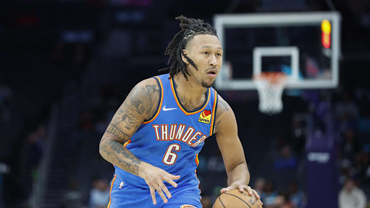 Oct 15, 2023; Charlotte, North Carolina, USA;  Oklahoma City Thunder forward Jaylin Williams (6)