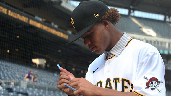 Jul 27, 2021; Pittsburgh, Pennsylvania, USA;  Pittsburgh Pirates outfielder Braylon Bishop who was